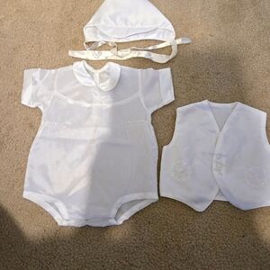 Vintage Baby boys 3 piece christening/ baptism outfit